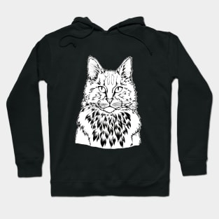 Cat Face illustration - B&W Hoodie